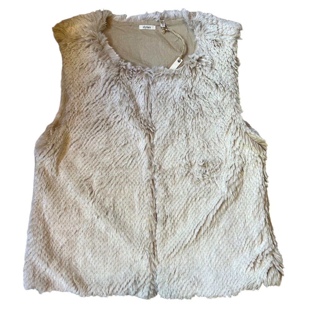 Dylan Women's Faux Fur Vest Sleeveless Jacket Beige XL Extra Large‎ Fuzzy